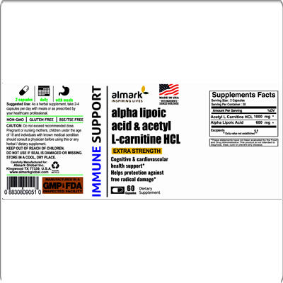 alpha lipoic acid and acetyl lcarnitine hcl label
