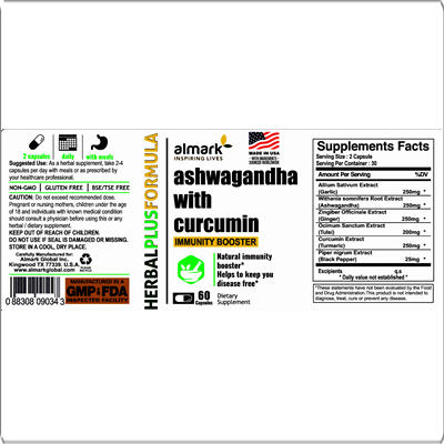 ashwagandha with curcumin label