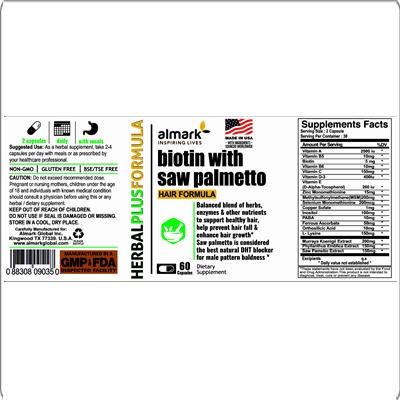 biotin with saw palmetto label