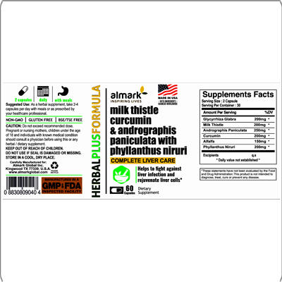 milk thistle curcumin and andrographis paniculata with phyllanthus niruri label