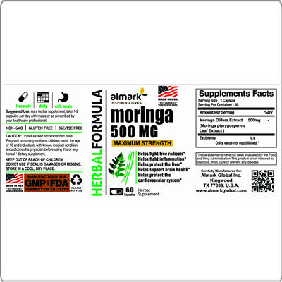 moringa 500 mg label