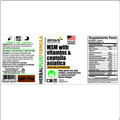 msm with vitamins and centella asiatica label