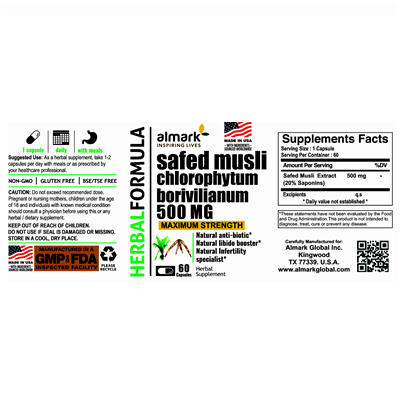 safed musli 500 mg label