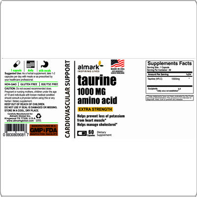 taurine 1000 mg label